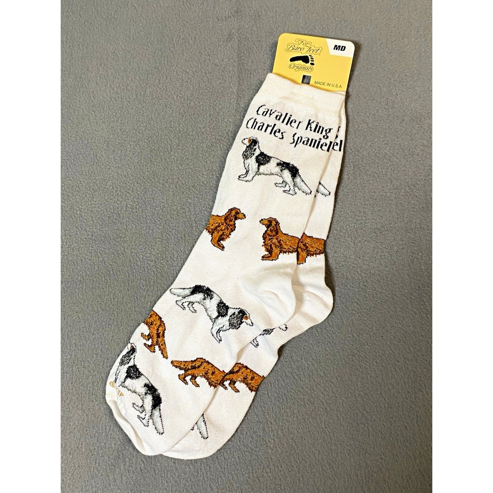 For Bare Feet Cavalier King Charles Spaniel Dog AOP Women's Crew Socks 1 Pair